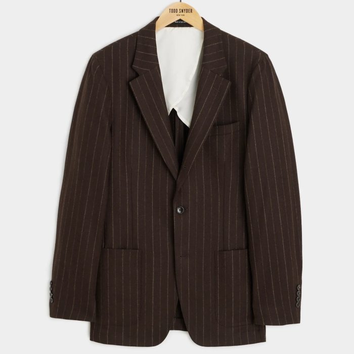 Todd Snyder Italian Flannel Madison Jacket in Brown Pinstripe